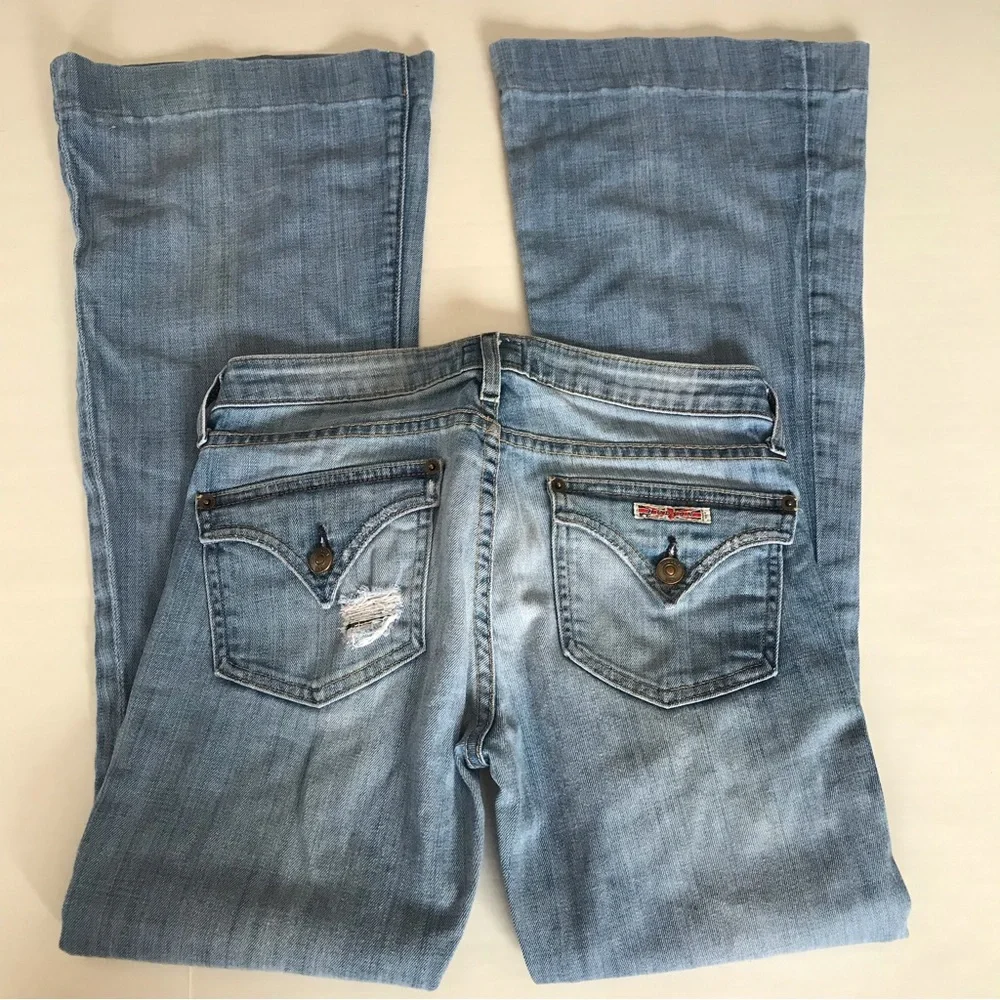 Hudson 5 Pocket Flare Jeans Light Wash Distressed Size 26 Inseam 30.5”._6